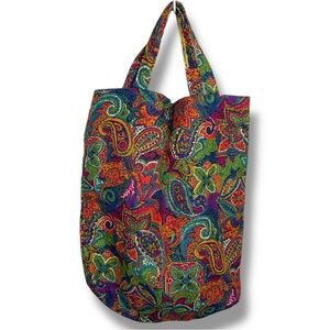 Colorful Paisley Tote Bag Boho Bohemian Blue Green